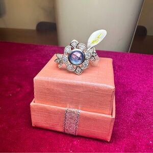 Bomb Party silver & blue/purple ring size 7